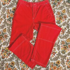 Vans Red Orange Cotton Canvas Utility Pants Contrast Stitch Size 26